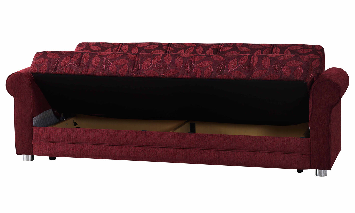 Rio Grande Upholstered Convertible Sofabed with Storage Burgundy