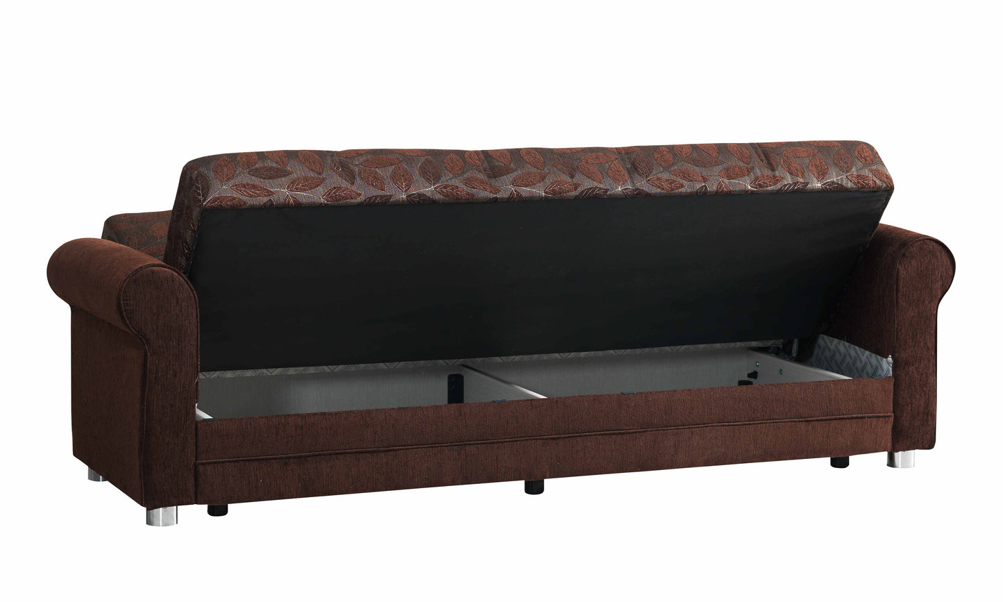 Rio Grande Upholstered Convertible Sofabed with Storage Dark Brown