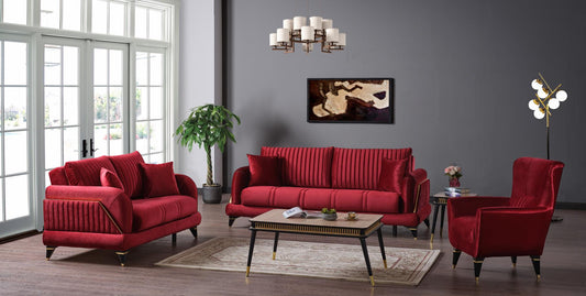 Ruby Velvet 2-Piece Sofa Loveseat Sleeper Set