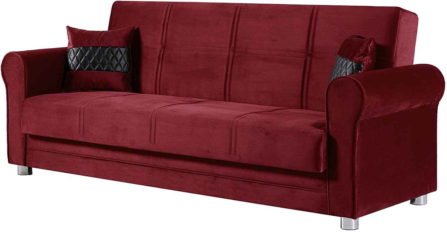 Sara Twin Size Convertible Sofa Bed Microfiber w/ Storage