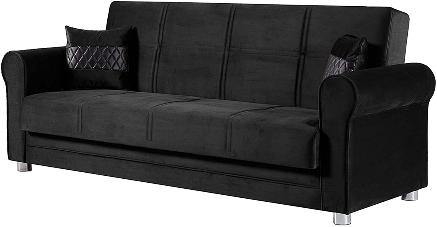 Sara Twin Size Convertible Sofa Bed Microfiber w/ Storage