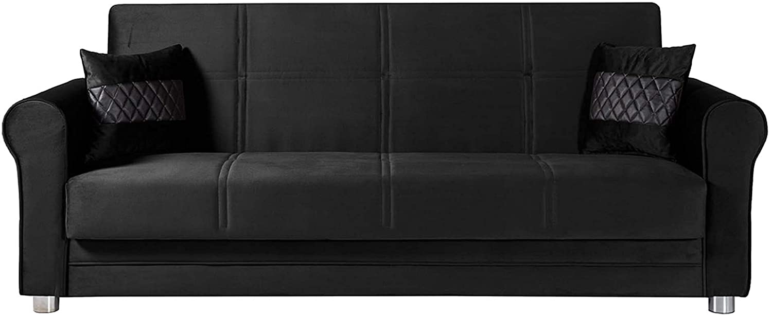 Sara Twin Size Convertible Sofa Bed Microfiber w/ Storage ASY Furniture  Houston TX