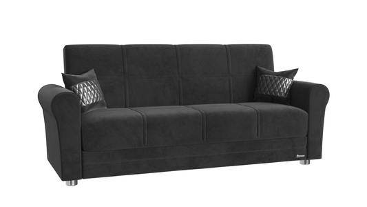 Sara Upholstered Convertible Sofabed with Storage Black