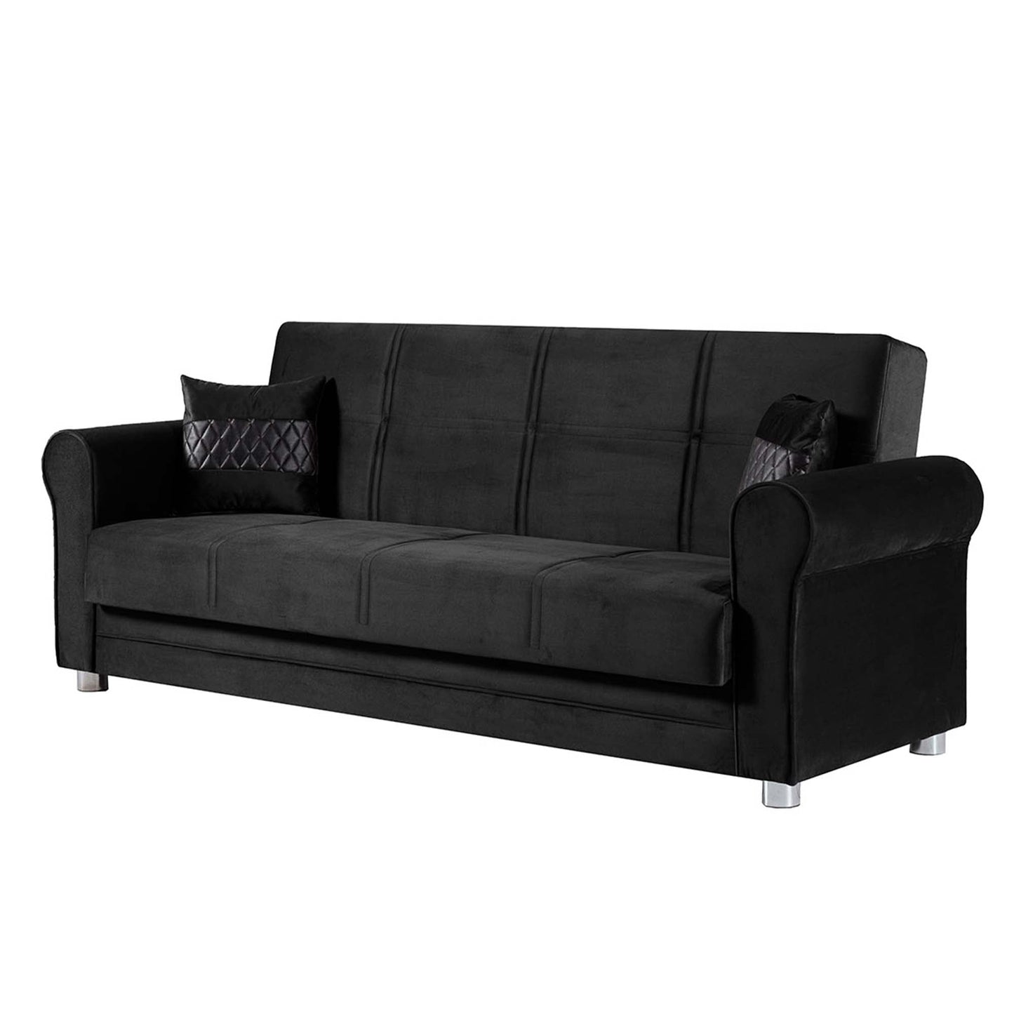 Sara Upholstered Convertible Sofabed with Storage Black