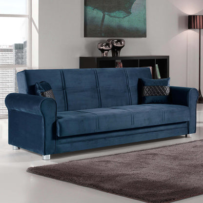 Sara Upholstered Convertible Sofabed with Storage Blue