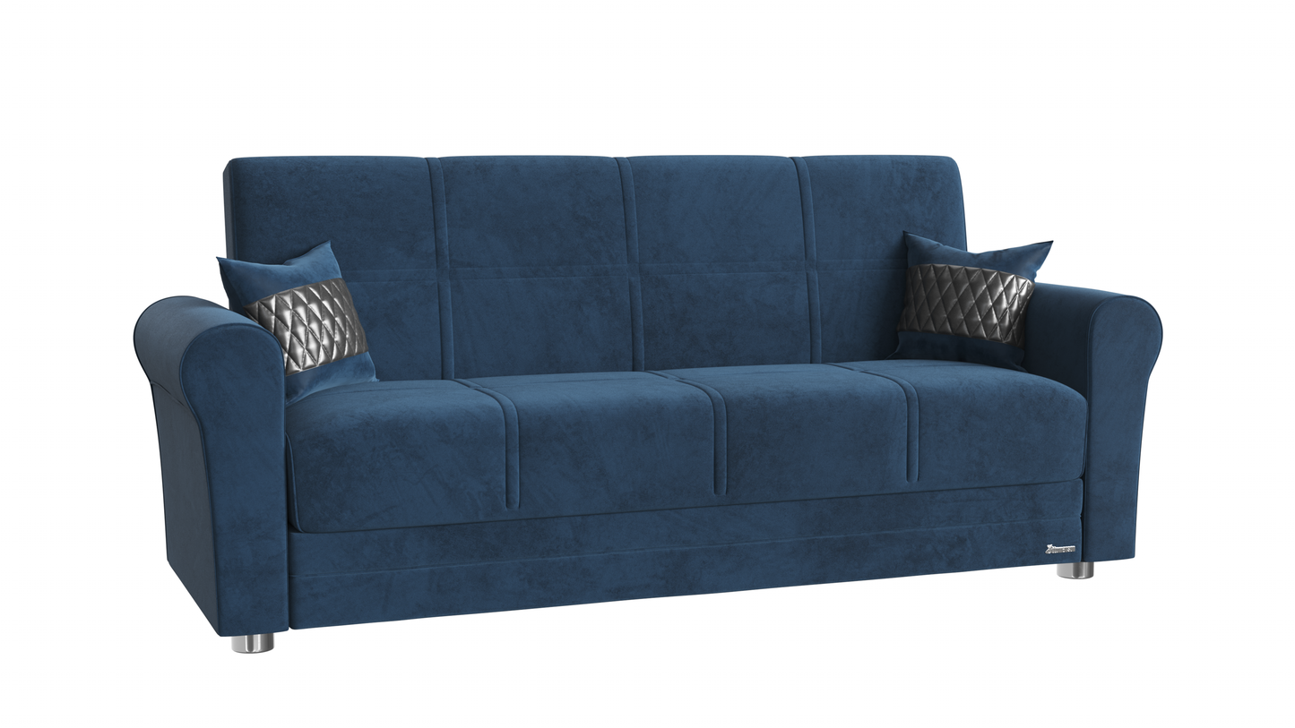 Sara Upholstered Convertible Sofabed with Storage Blue