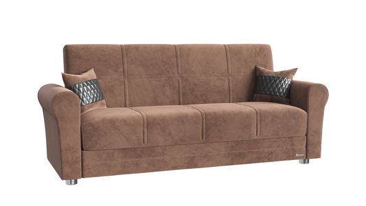 Sara Upholstered Convertible Sofabed with Storage Brown