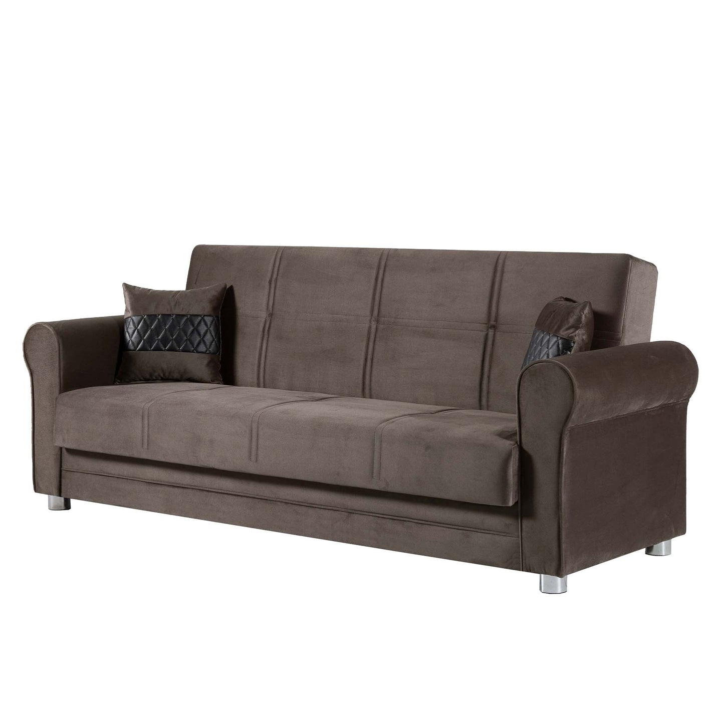 Sara Upholstered Convertible Sofabed with Storage Brown