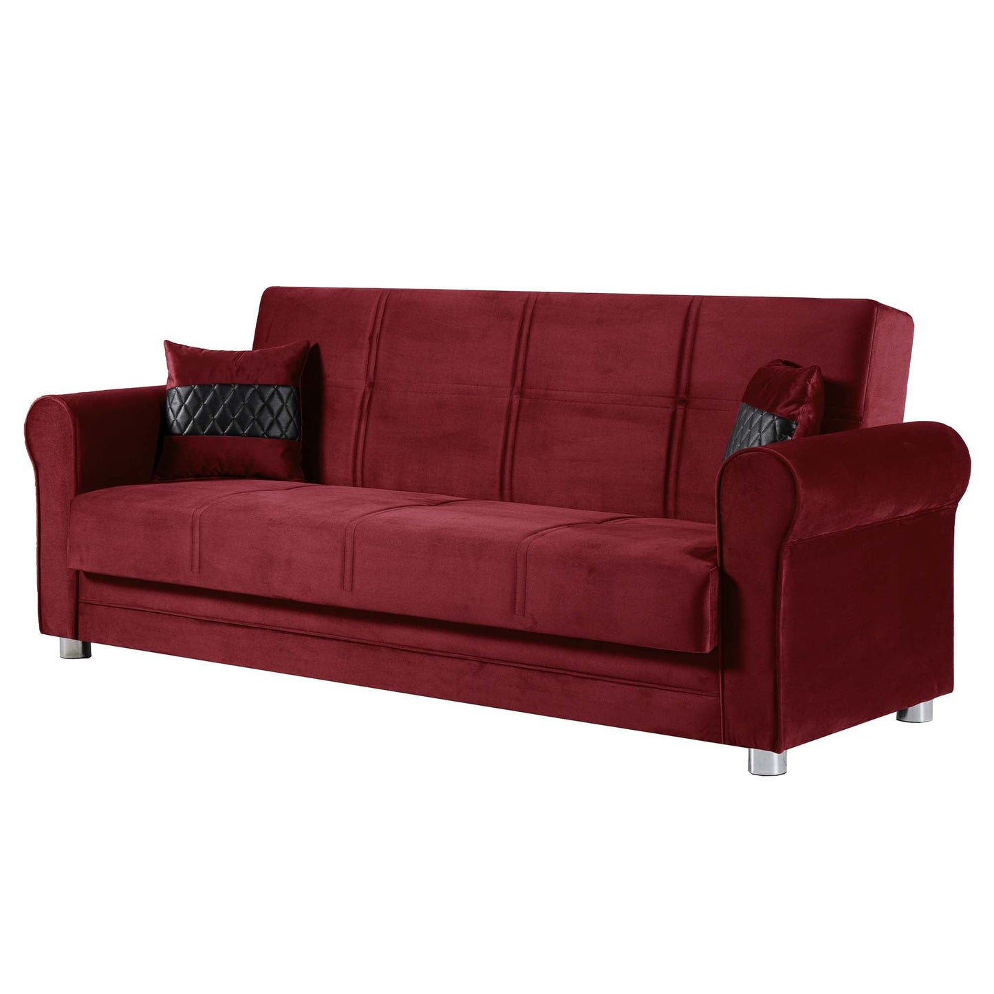 Sara Upholstered Convertible Sofabed with Storage Burgundy