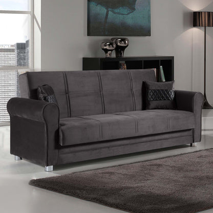 Sara Upholstered Convertible Sofabed with Storage Gray