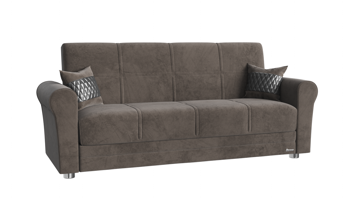 Sara Upholstered Convertible Sofabed with Storage Gray