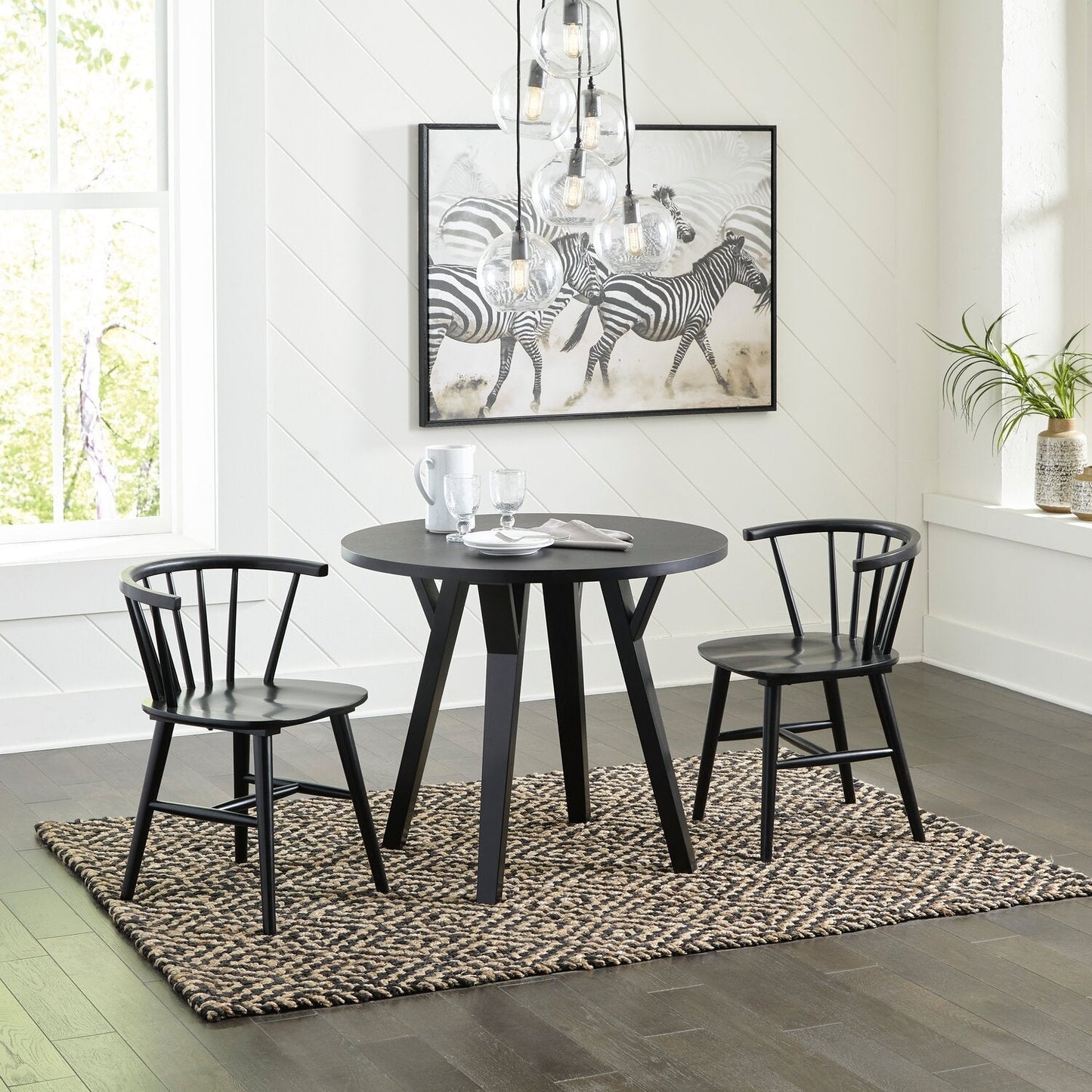 Telos 3-Piece Round Dining Package - Black