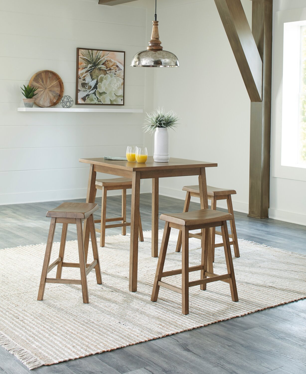 Wallace 5-Piece Counter-Height Dining Package with Stools - Natural