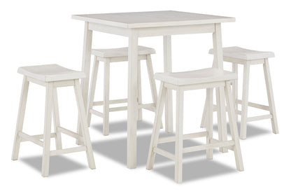 Wallace 5-Piece Counter-Height Dining Package with Stools - White