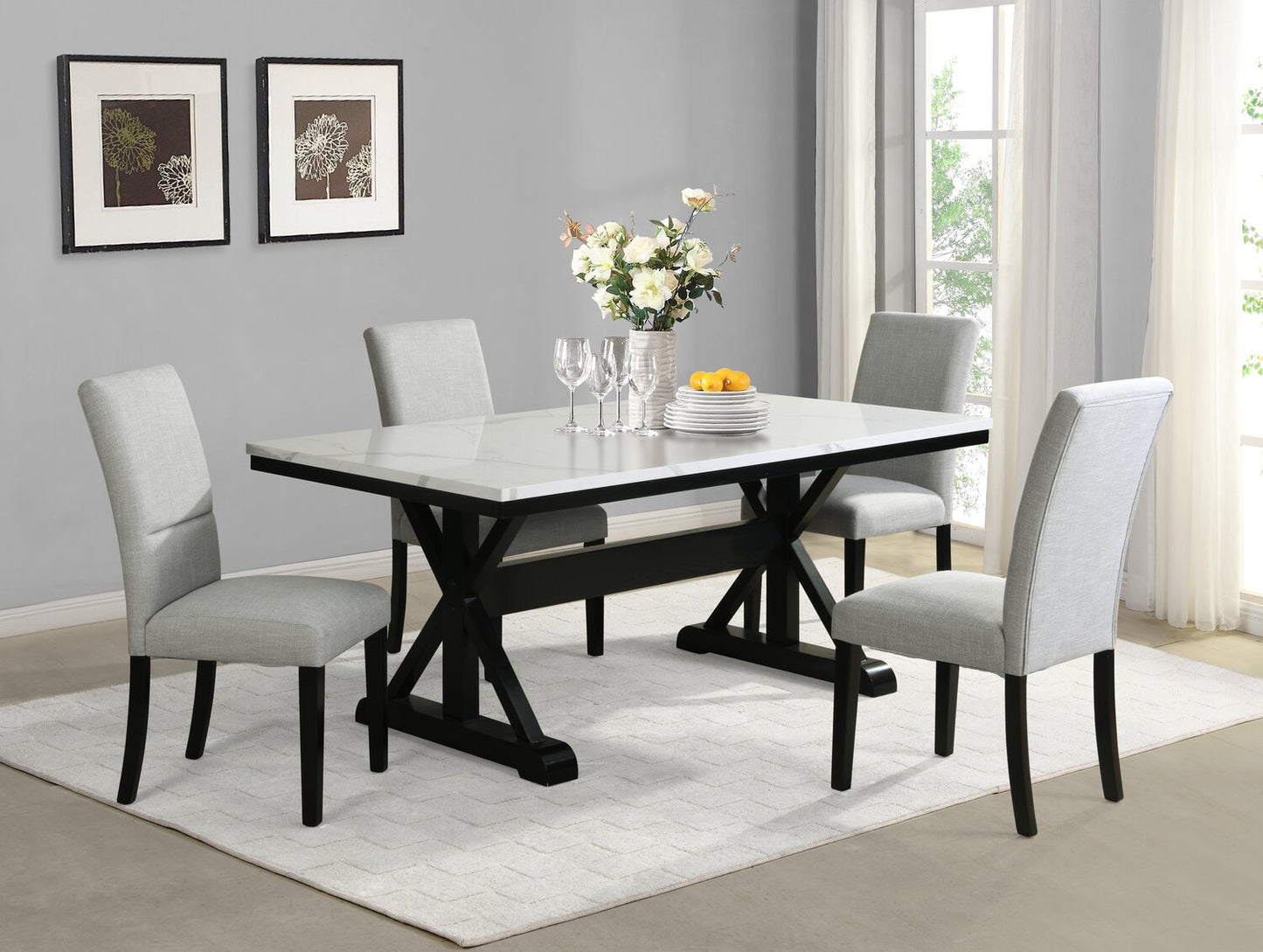 Quinlan 5-Piece Dining Package with Trestle Dining Table