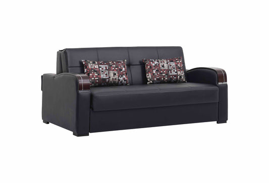 Sleep Plus Upholstered Convertible Sofabed with Storage Black-PU