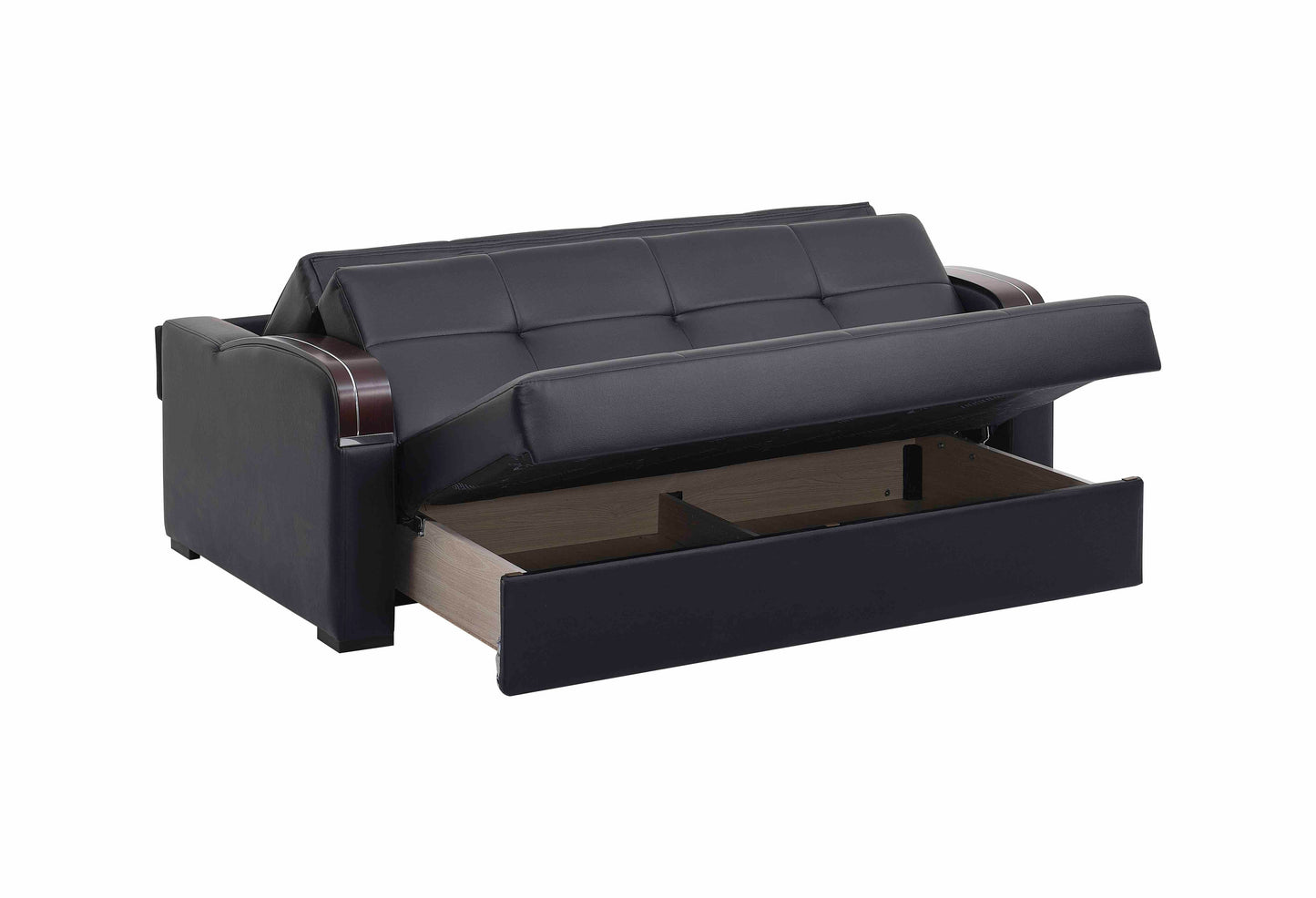 Sleep Plus Upholstered Convertible Sofabed with Storage Black-PU