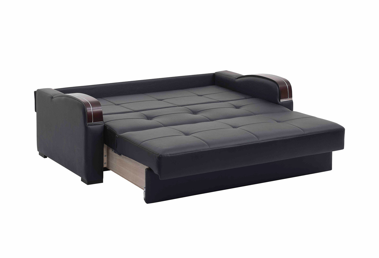 Sleep Plus Upholstered Convertible Sofabed with Storage Black-PU