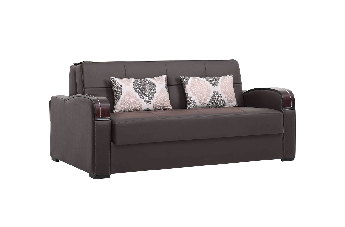 Sleep Plus Upholstered Convertible Sofabed with Storage Brown-PU