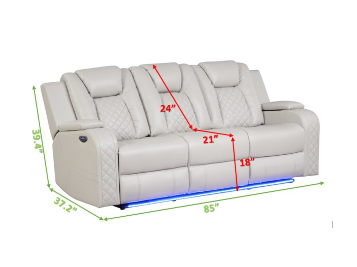 Benz LED & Power Reclining Sofa Made with Faux Leather