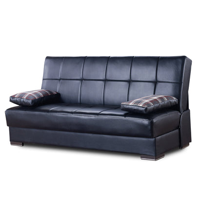 Soho Upholstered Convertible Sofabed with Storage Black-PU