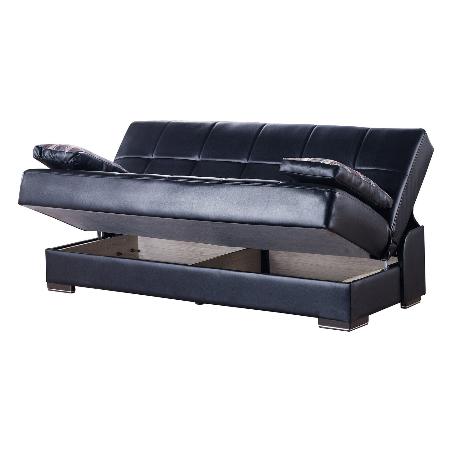 Soho Upholstered Convertible Sofabed with Storage Black-PU