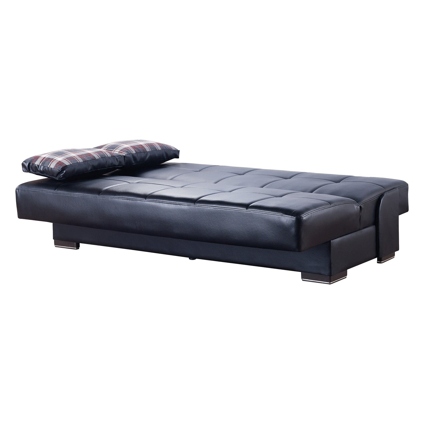 Soho Upholstered Convertible Sofabed with Storage Black-PU