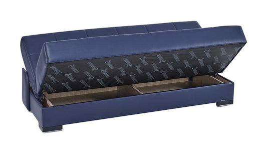 Soho Upholstered Convertible Sofabed with Storage Blue-PU