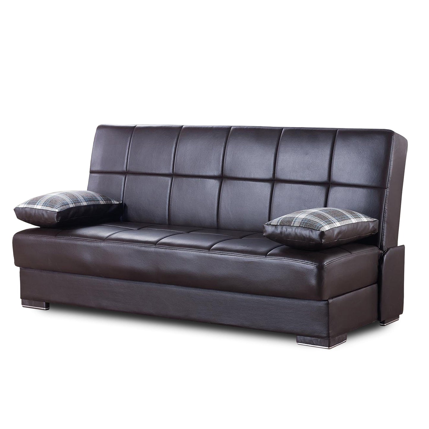 Soho Upholstered Convertible Sofabed with Storage Brown-PU