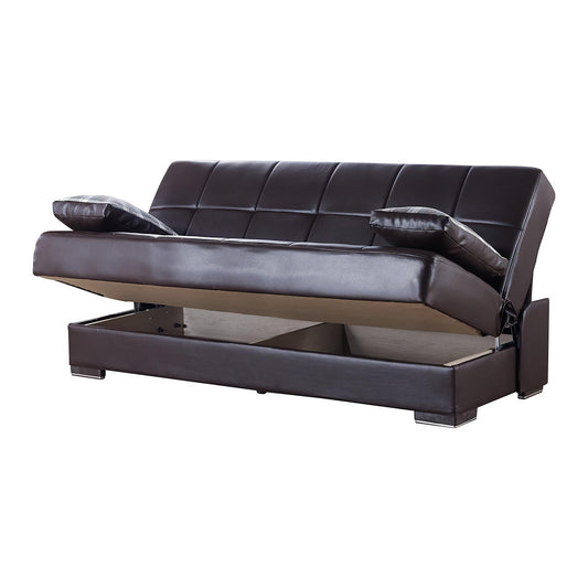 Soho Upholstered Convertible Sofabed with Storage Brown-PU