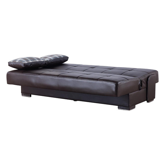 Soho Upholstered Convertible Sofabed with Storage Brown-PU