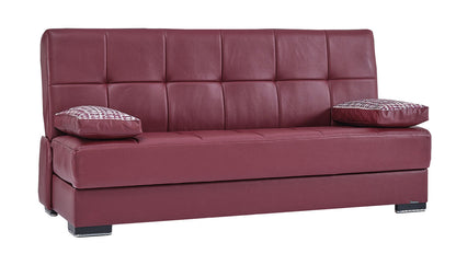 Soho Upholstered Convertible Sofabed with Storage Burgundy-PU