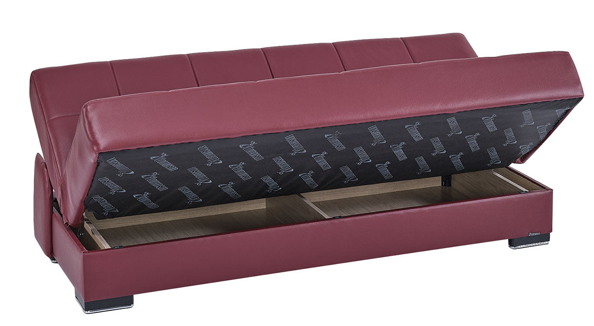 Soho Upholstered Convertible Sofabed with Storage Burgundy-PU