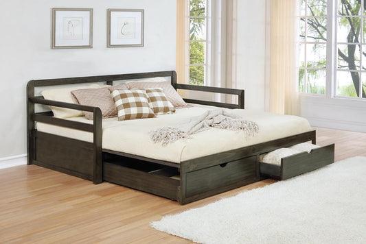 Sorrento Gray 2-Drawer Twin Daybed with Extension Trundle