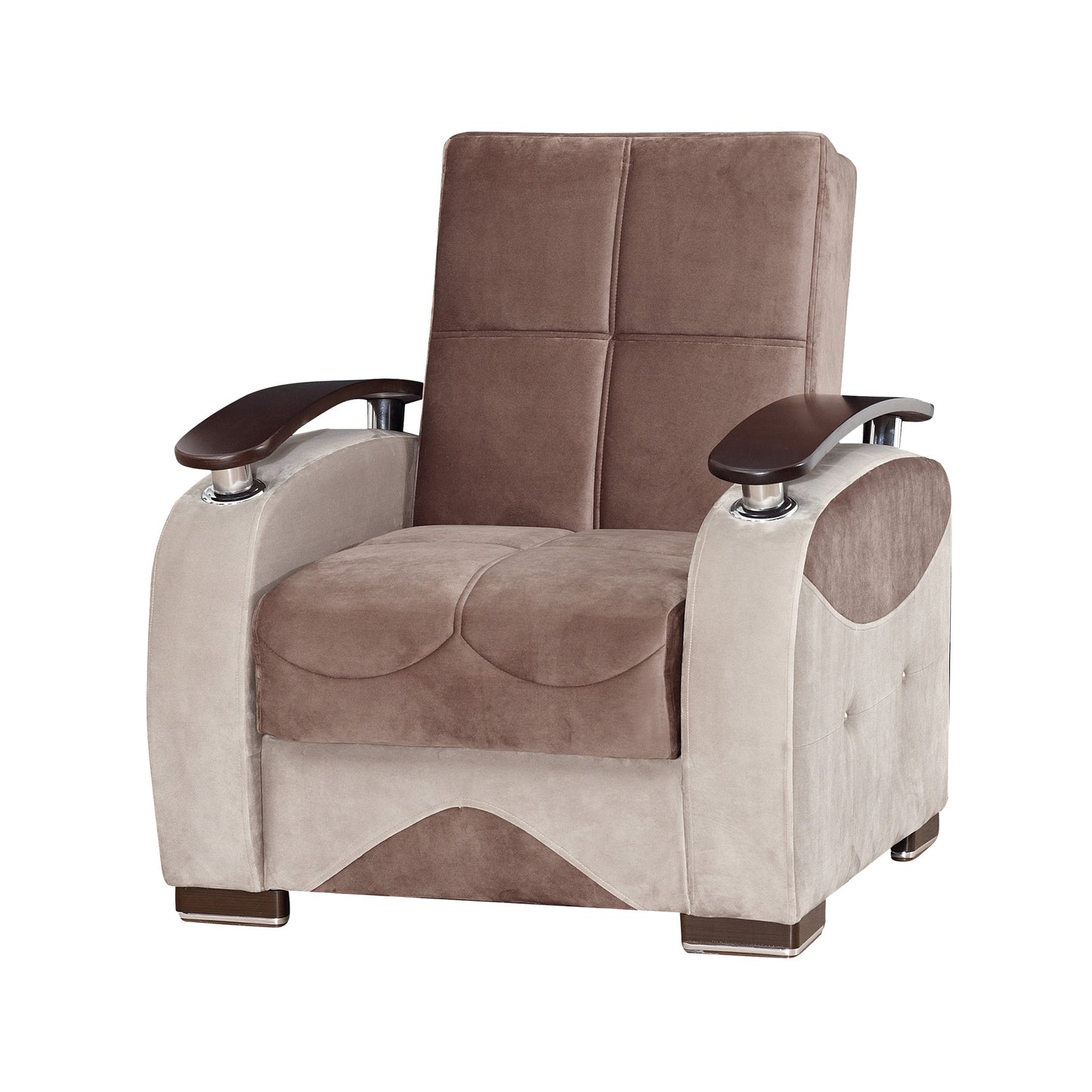 Yafah Upholstered Convertible Armchair with Storage Brown