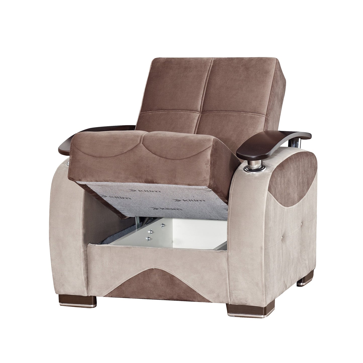 Yafah Upholstered Convertible Armchair with Storage Brown