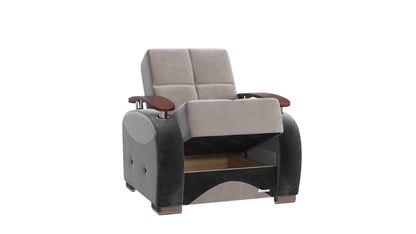 Yafah Upholstered Convertible Armchair with Storage Gray