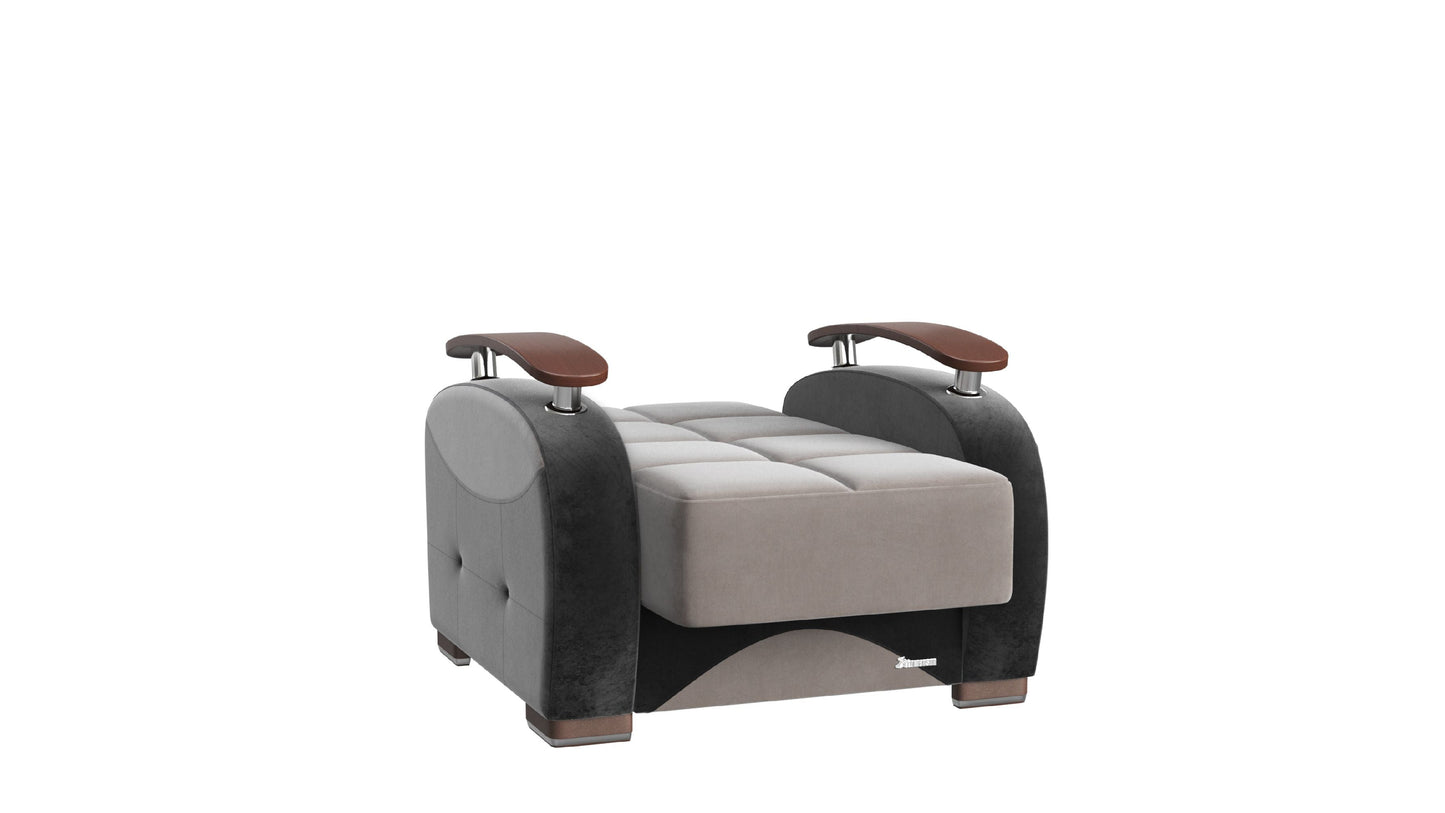 Yafah Upholstered Convertible Armchair with Storage Gray