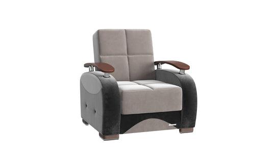 Yafah Upholstered Convertible Armchair with Storage Gray