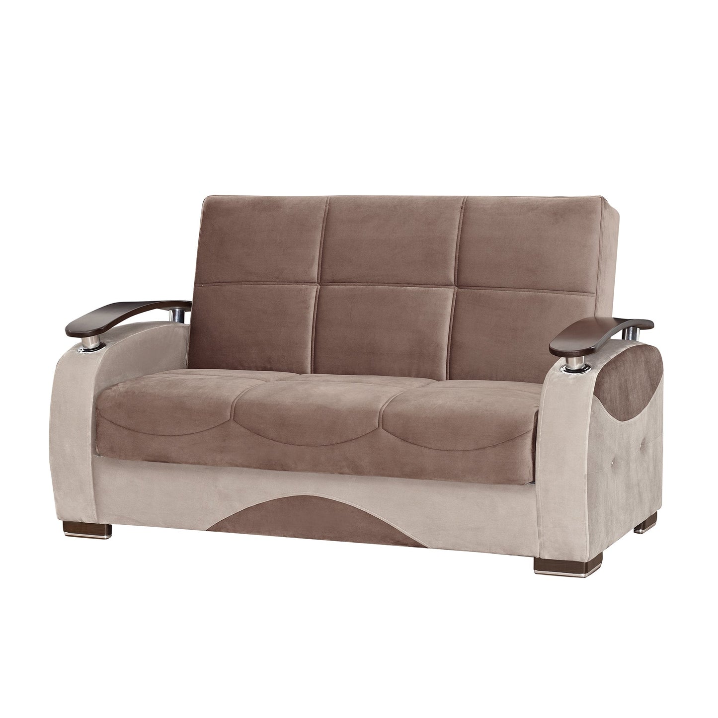 Yafah Upholstered Convertible Loveseat with Storage Brown