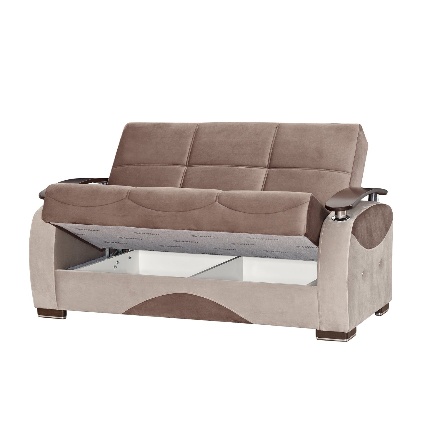 Yafah Upholstered Convertible Loveseat with Storage Brown