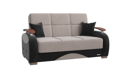 Yafah Upholstered Convertible Loveseat with Storage Gray